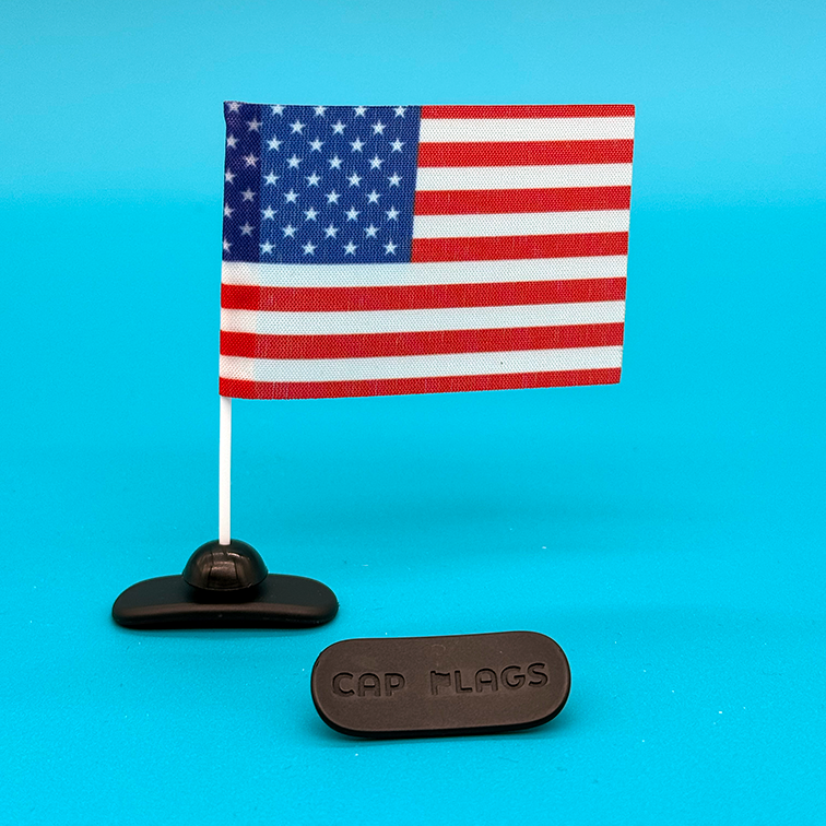 Single CapFlag mount with American flag and branded base